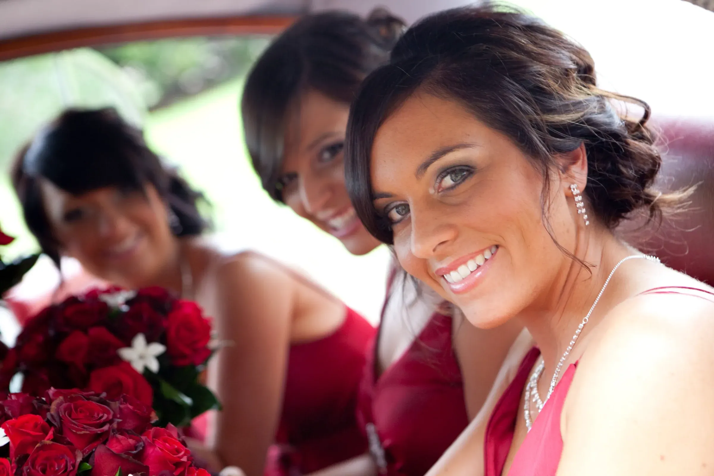 A wedding guest styled by Amanda Frost, hair and makeup finished before the ceremony