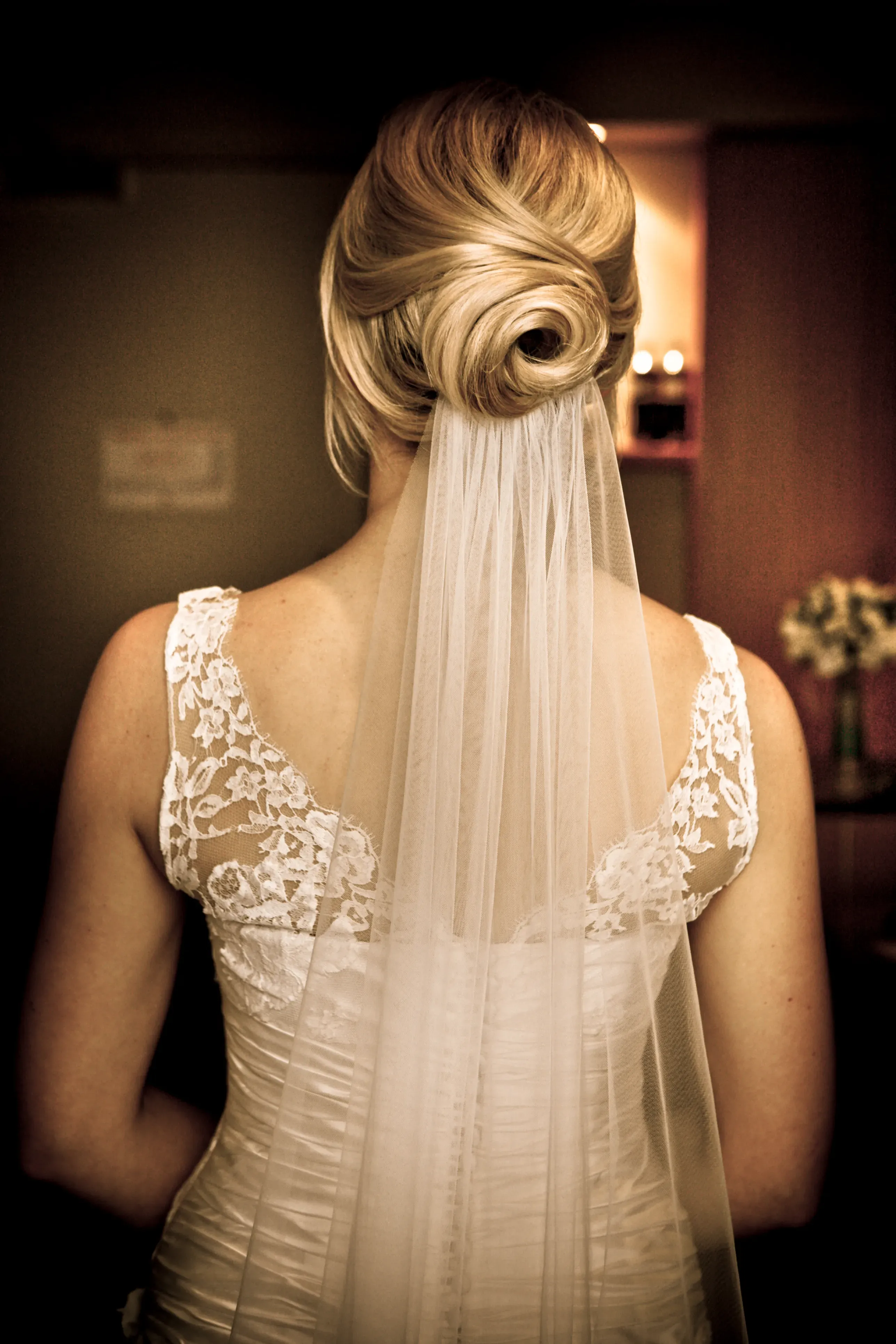 Bride having her wedding makeup finished in Newcastle by Amanda Frost