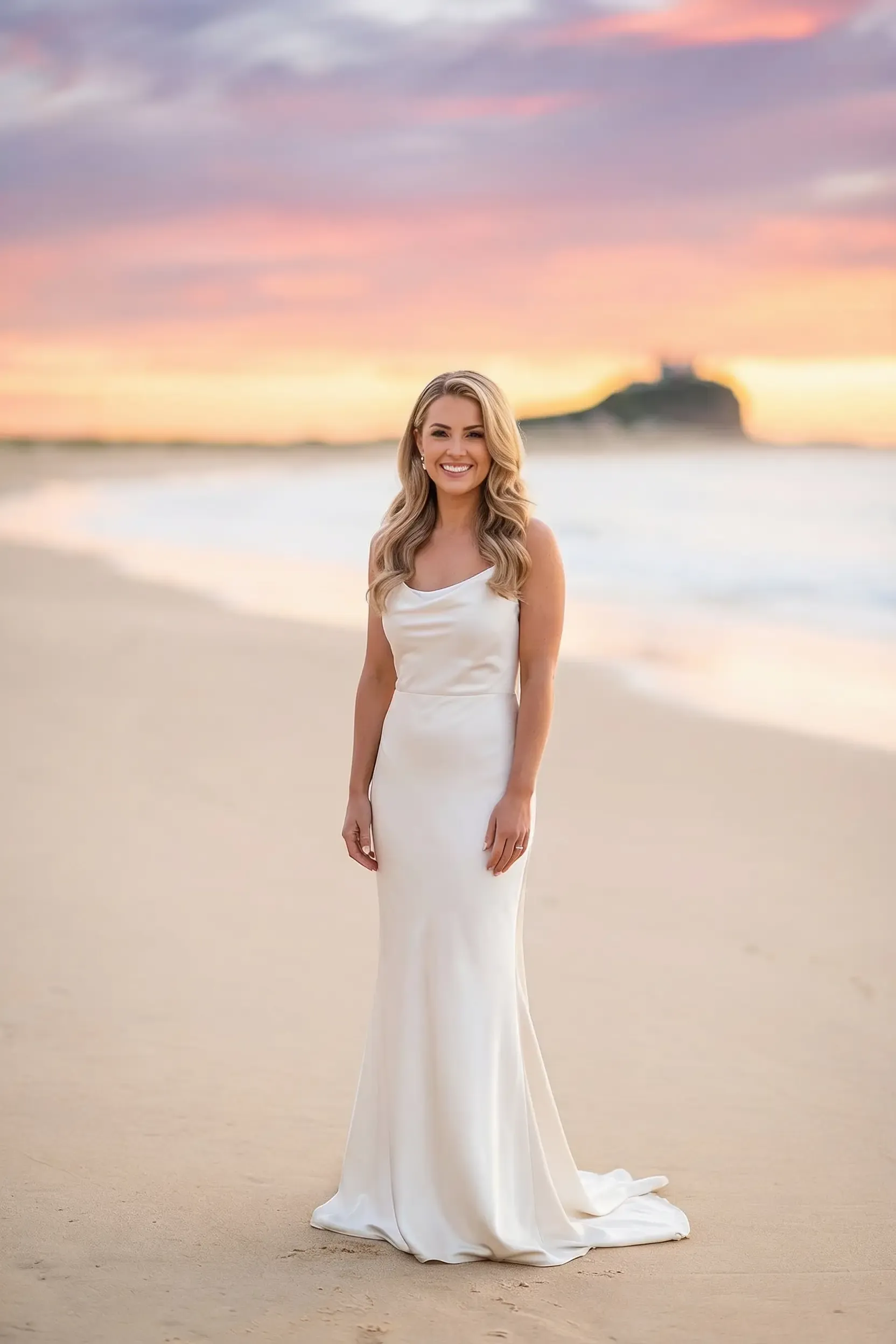 Bride with her hair and makeup finished by Bellus before a Newcastle wedding